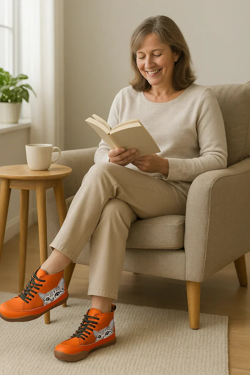 Fenna | Skórzane Botki dla Miłośników Kotów