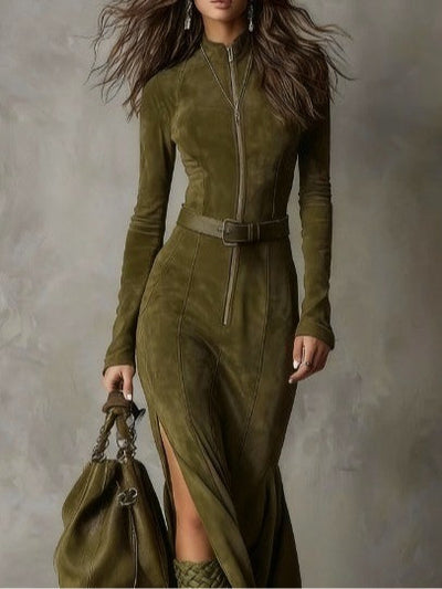 Nancy | Sukienka Maxi z Zamszu